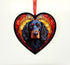 Cocker Spaniel (Working) Black Stained Glass Effect Heart Suncatcher